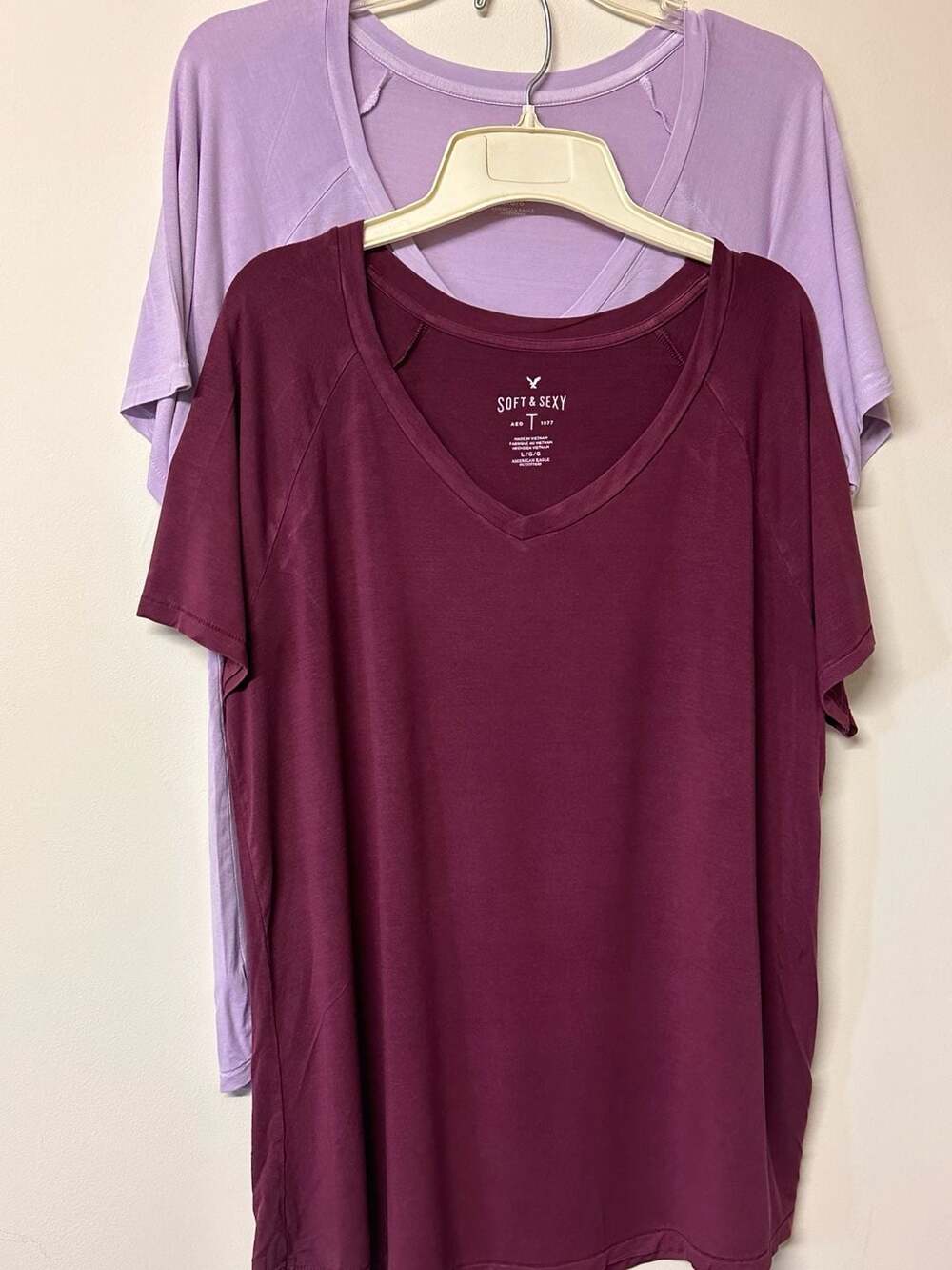 American Eagle Soft and Sexy T-Shirt Size L Purple Lot of 2